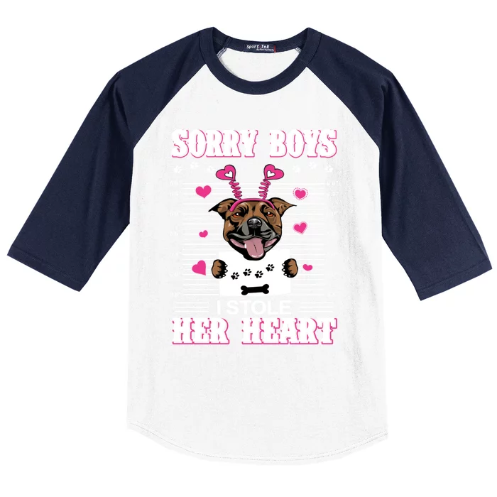 Staffordshire Bull Terrierdog Valentines I Stole Her Heart Great Gift Baseball Sleeve Shirt