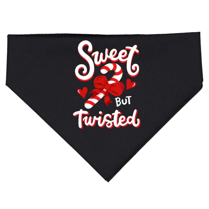 Sweet But Twisted Funny Christmas Candy Cane Xmas Holiday USA-Made Doggie Bandana