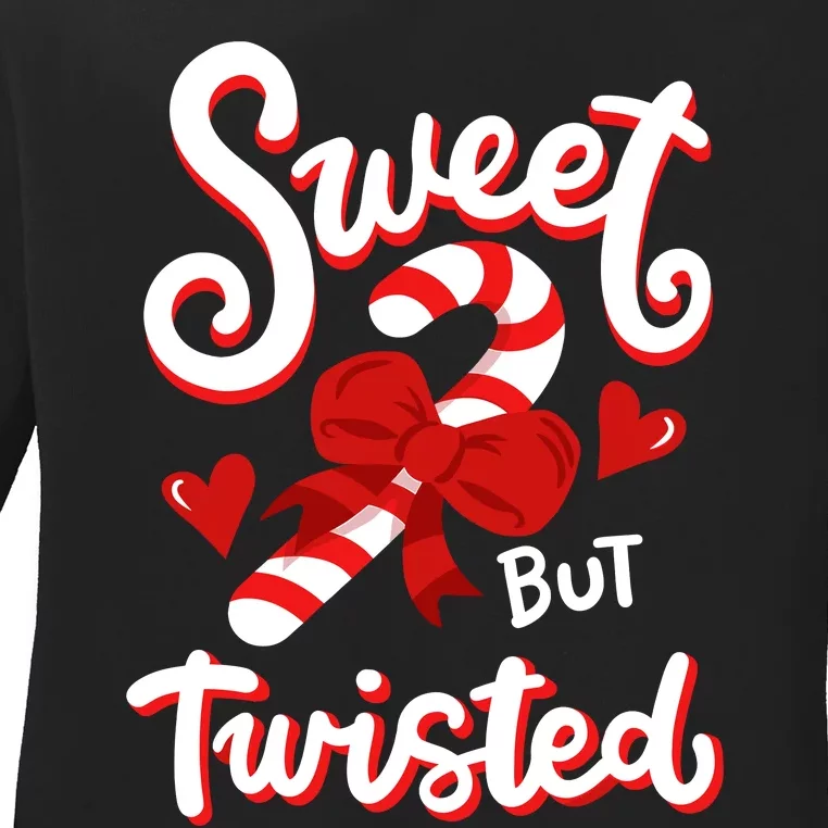 Sweet But Twisted Funny Christmas Candy Cane Xmas Holiday Ladies Long Sleeve Shirt