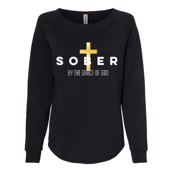 Sober By The Grace Of God Aa Recovery Christian Sobriety Womens California Wash Sweatshirt