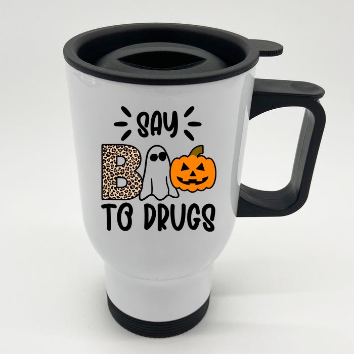 Say Boo To Drugs Awareness Halloween Front & Back Stainless Steel Travel Mug