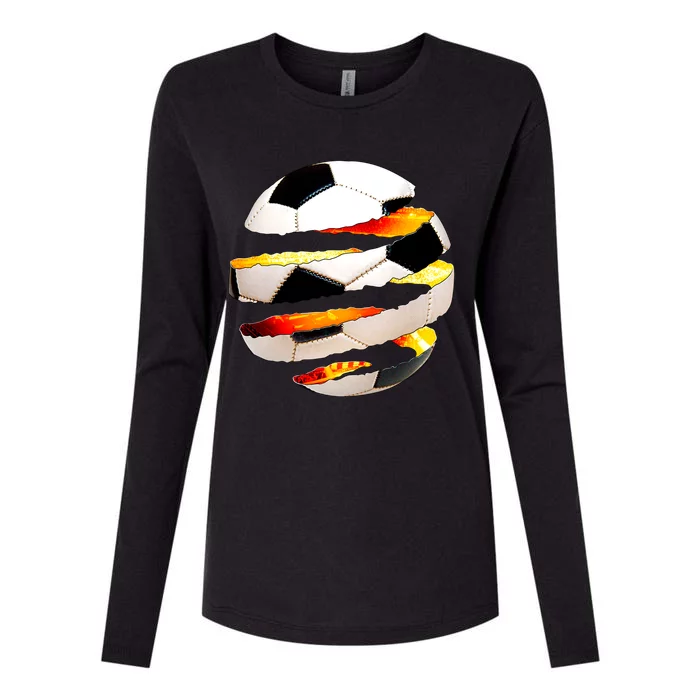 Soccer Ball Tear Womens Cotton Relaxed Long Sleeve T-Shirt