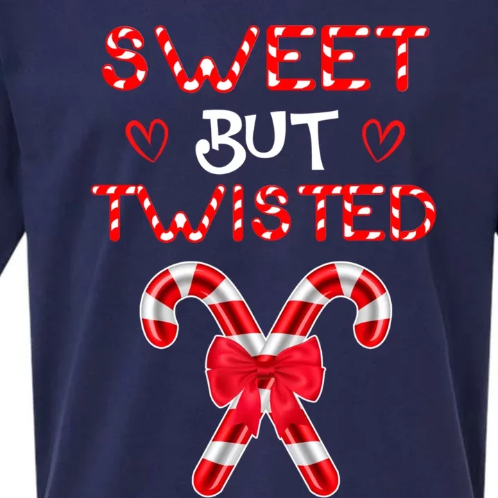 Sweet But Twisted Funny Candy Cane Christmas Gift Sueded Cloud Jersey T-Shirt