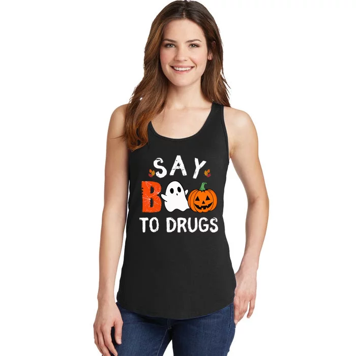 Say Boo To Drugs Funny Halloween Red Ribbon Week Awareness Ladies Essential Tank