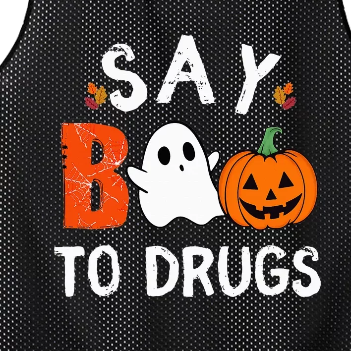 Say Boo To Drugs Funny Halloween Red Ribbon Week Awareness Mesh Reversible Basketball Jersey Tank