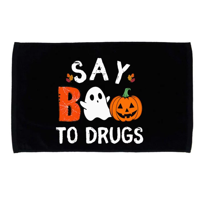 Say Boo To Drugs Funny Halloween Red Ribbon Week Awareness Microfiber Hand Towel