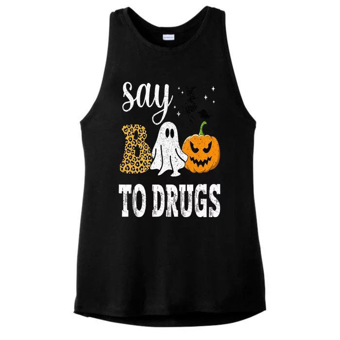 Say Boo To Drugs Funny Halloween Red Ribbon Week Awareness Ladies Tri-Blend Wicking Tank