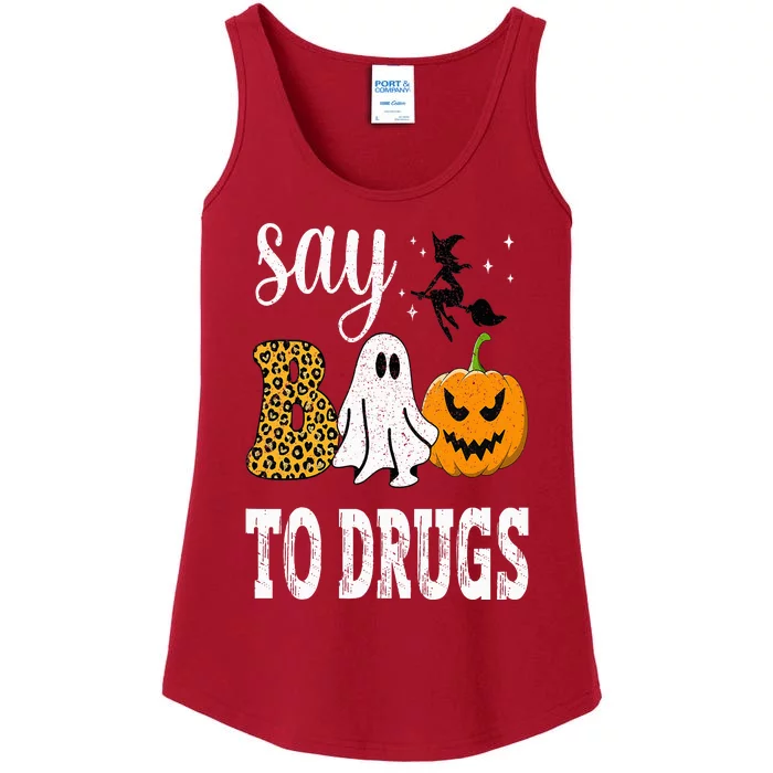 Say Boo To Drugs Funny Halloween Red Ribbon Week Awareness Ladies Essential Tank