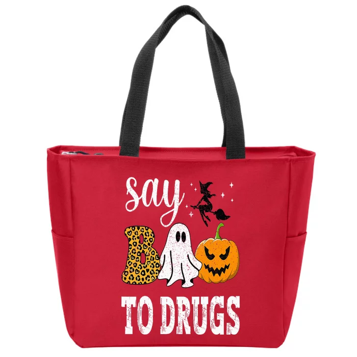 Say Boo To Drugs Funny Halloween Red Ribbon Week Awareness Zip Tote Bag