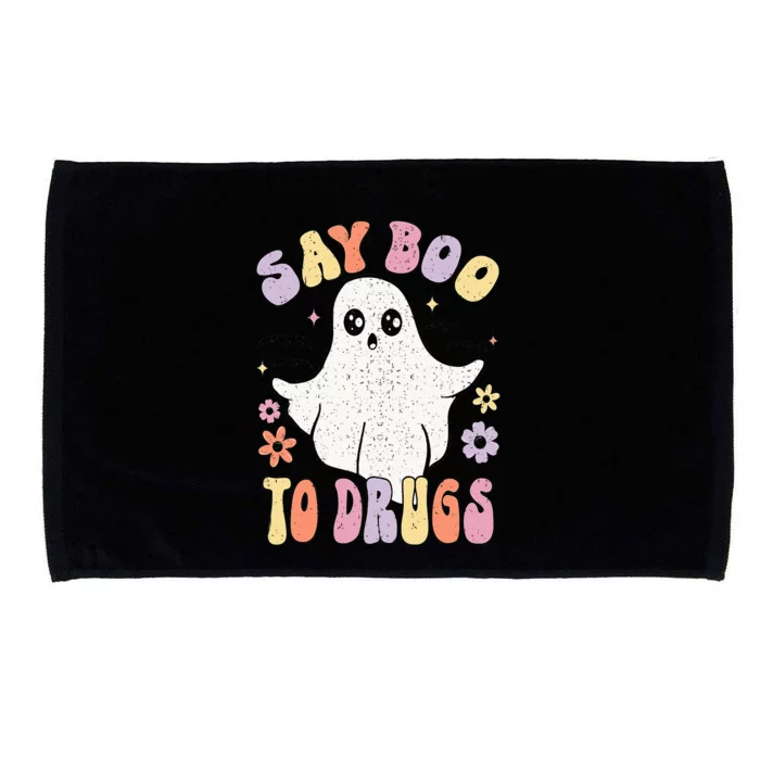 Say Boo To Drugs Funny Halloween Red Ribbon Week Awareness Microfiber Hand Towel