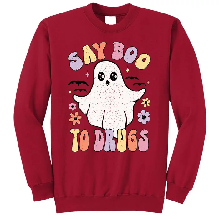 Say Boo To Drugs Funny Halloween Red Ribbon Week Awareness Tall Sweatshirt