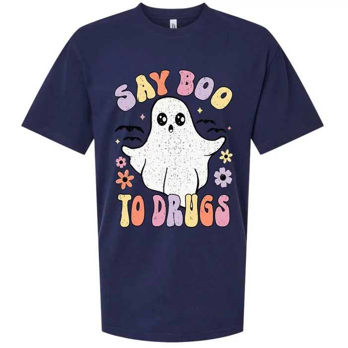 Say Boo To Drugs Funny Halloween Red Ribbon Week Awareness Sueded Cloud Jersey T-Shirt