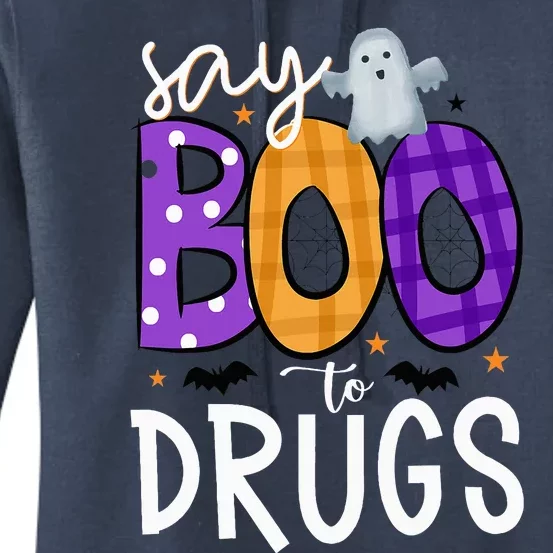 Say Boo To Drugs Funny Halloween Red Ribbon Week Awareness Women's Pullover Hoodie