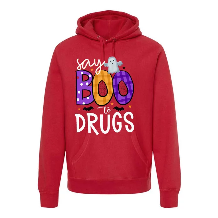 Say Boo To Drugs Funny Halloween Red Ribbon Week Awareness Premium Hoodie