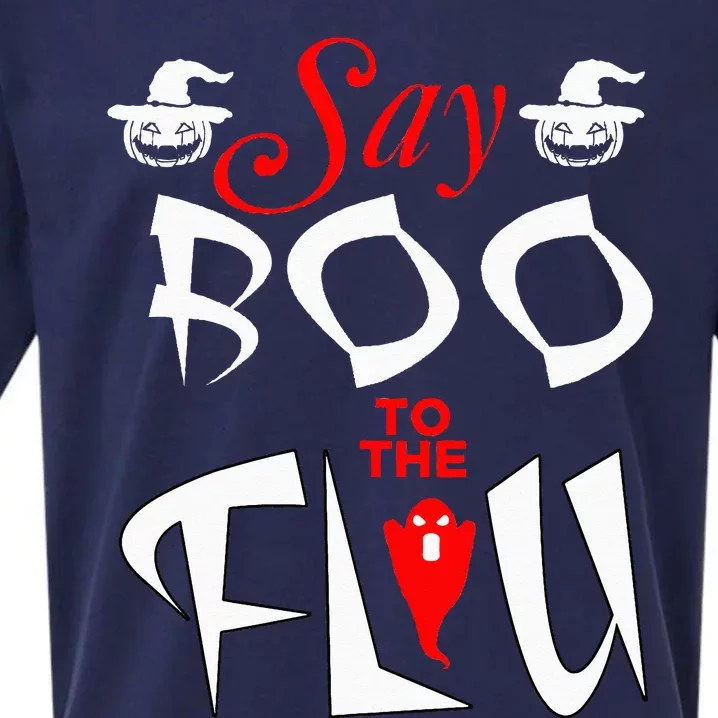 Say Boo To The Flu Halloween Sueded Cloud Jersey T-Shirt