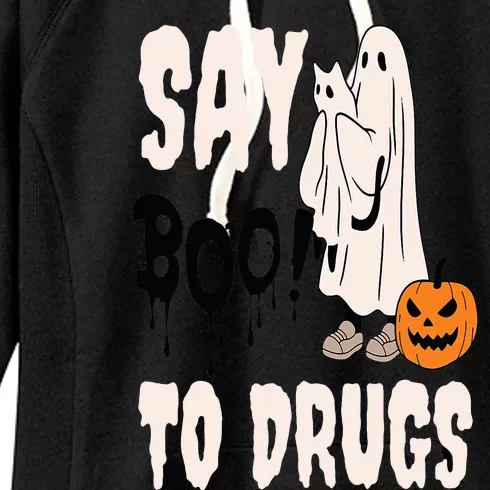 Say Boo To Drugs Funny Halloween Red Ribbon Week Awareness Women's Fleece Hoodie