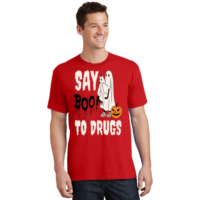 Say Boo To Drugs Funny Halloween Red Ribbon Week Awareness T-Shirt