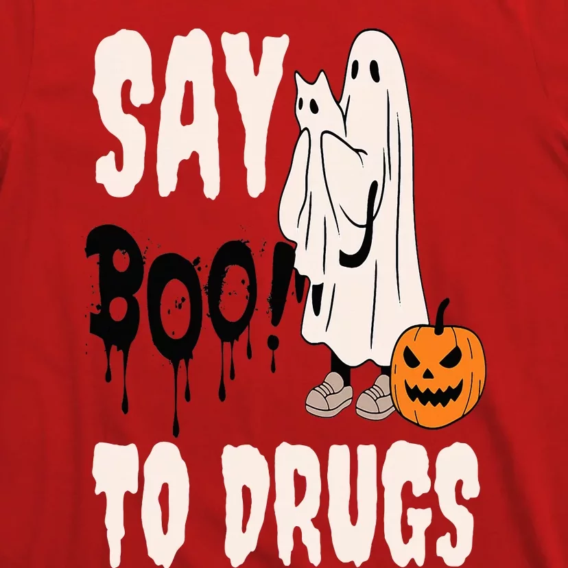 Say Boo To Drugs Funny Halloween Red Ribbon Week Awareness T-Shirt