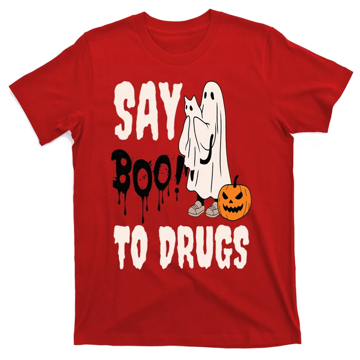 Say Boo To Drugs Funny Halloween Red Ribbon Week Awareness T-Shirt