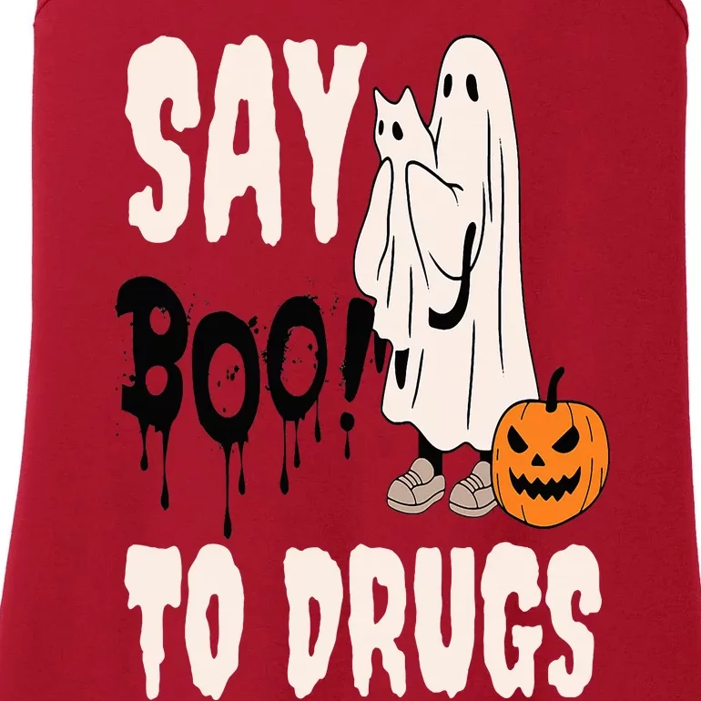 Say Boo To Drugs Funny Halloween Red Ribbon Week Awareness Ladies Essential Tank