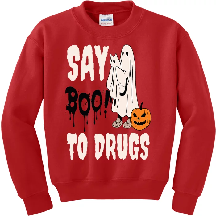 Say Boo To Drugs Funny Halloween Red Ribbon Week Awareness Kids Sweatshirt