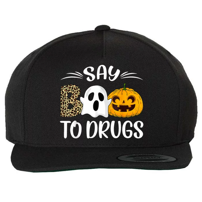 Say Boo To Drugs Red Ribbon Week Awareness Funny Halloween Wool Snapback Cap