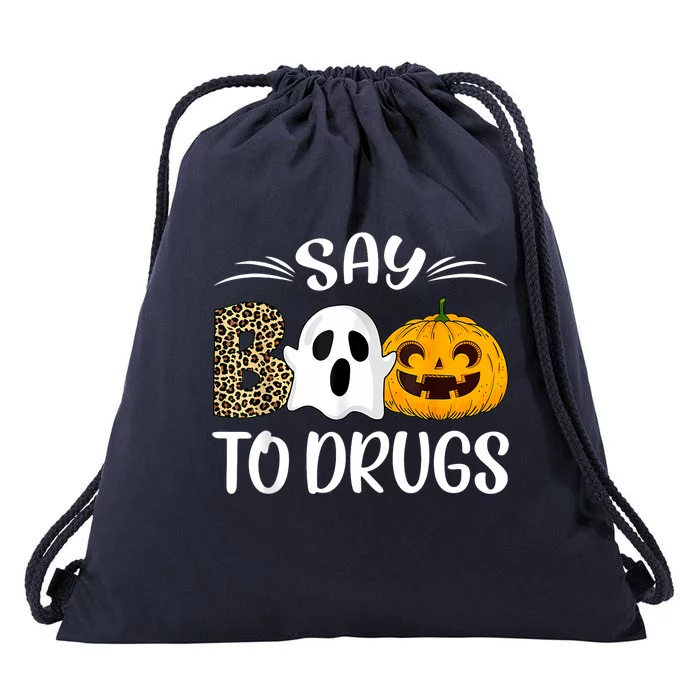 Say Boo To Drugs Red Ribbon Week Awareness Funny Halloween Drawstring Bag