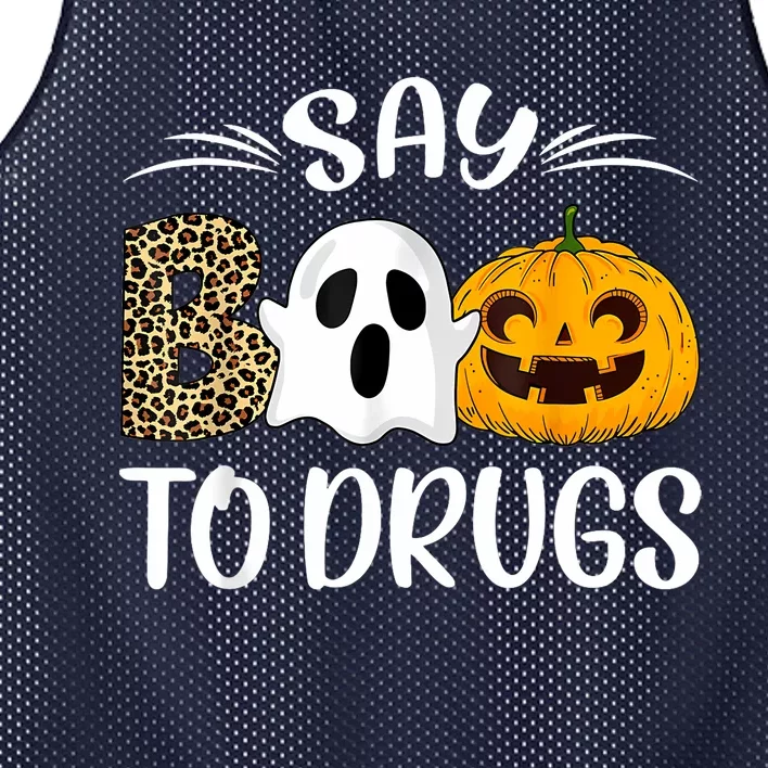 Say Boo To Drugs Red Ribbon Week Awareness Funny Halloween Mesh Reversible Basketball Jersey Tank