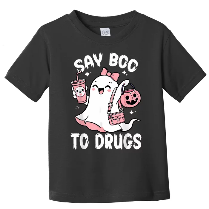 Say Boo To Drugs Funny Halloween Red Ribbon Week Awareness Toddler T-Shirt