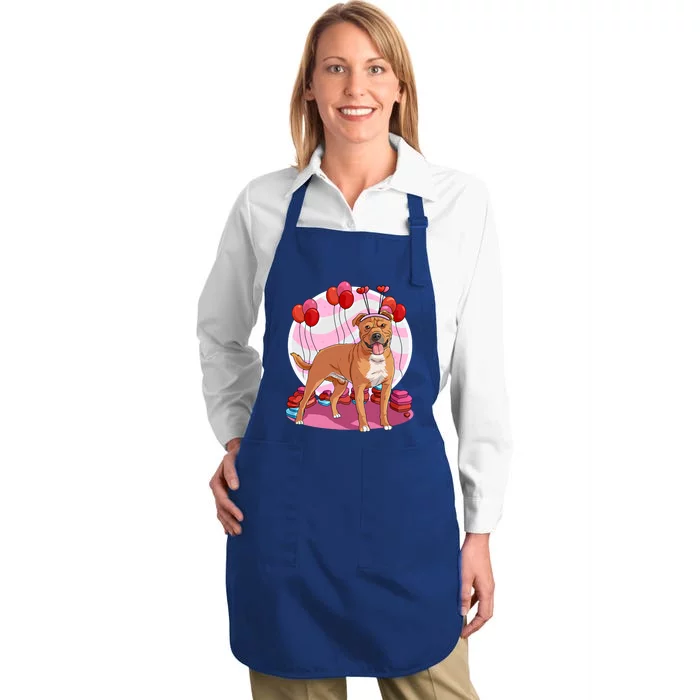 Staffordshire Bull Terrier Heart Valentine Day Decor Gift Full-Length Apron With Pocket