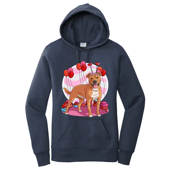 Staffordshire Bull Terrier Heart Valentine Day Decor Gift Women's Pullover Hoodie