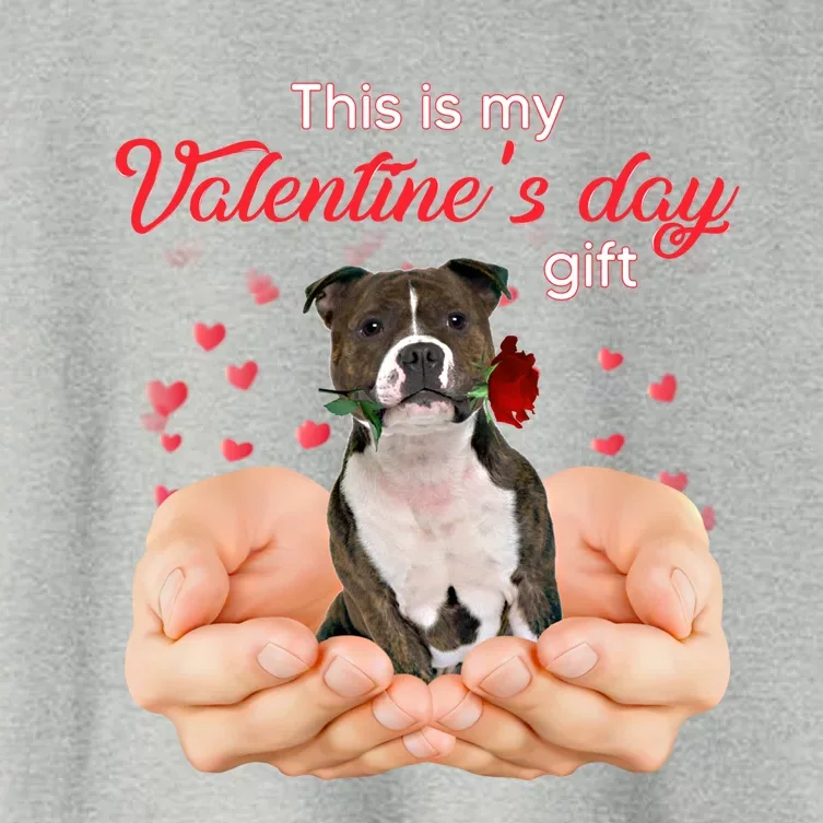 Staffordshire Bull Terrier This Is My Valentine's Day Pajama Gift Women's Crop Top Tee