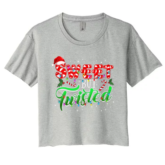 Sweet But Twisted Funny Candy Cane Christmas Gift Women's Crop Top Tee