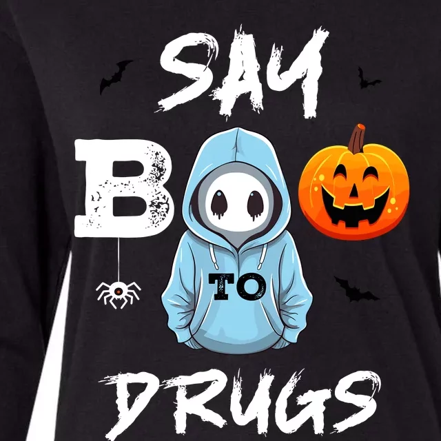 Say Boo To Drugs Funny Halloween Red Ribbon Week Awareness Womens Cotton Relaxed Long Sleeve T-Shirt