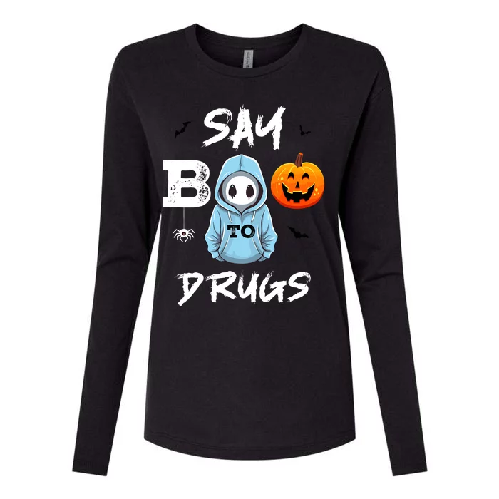 Say Boo To Drugs Funny Halloween Red Ribbon Week Awareness Womens Cotton Relaxed Long Sleeve T-Shirt