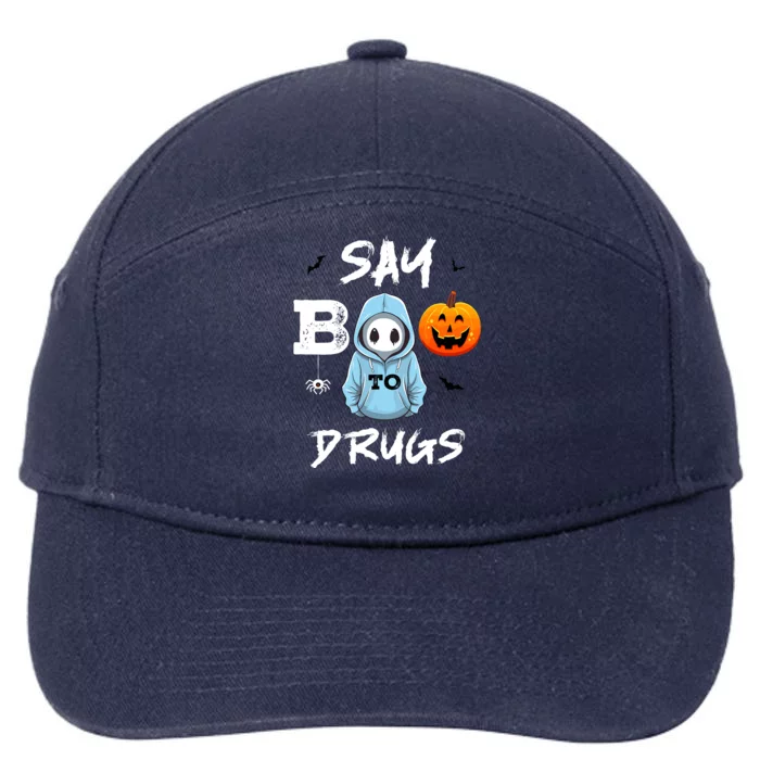 Say Boo To Drugs Funny Halloween Red Ribbon Week Awareness 7-Panel Snapback Hat