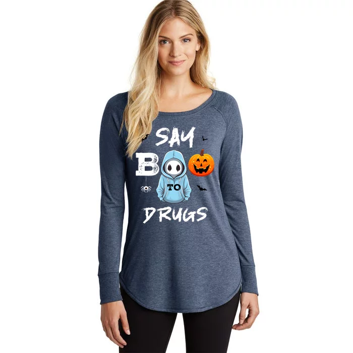 Say Boo To Drugs Funny Halloween Red Ribbon Week Awareness Women's Perfect Tri Tunic Long Sleeve Shirt