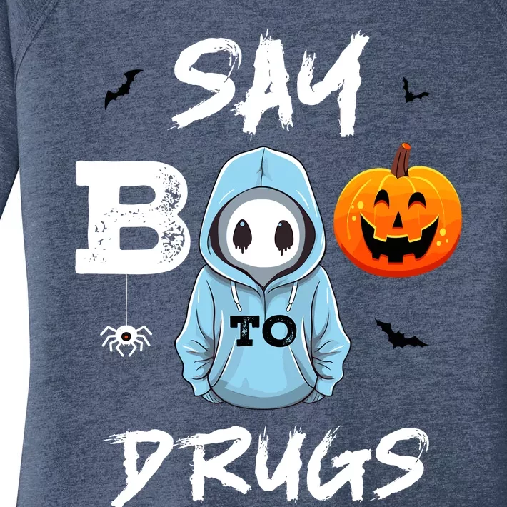 Say Boo To Drugs Funny Halloween Red Ribbon Week Awareness Women's Perfect Tri Tunic Long Sleeve Shirt