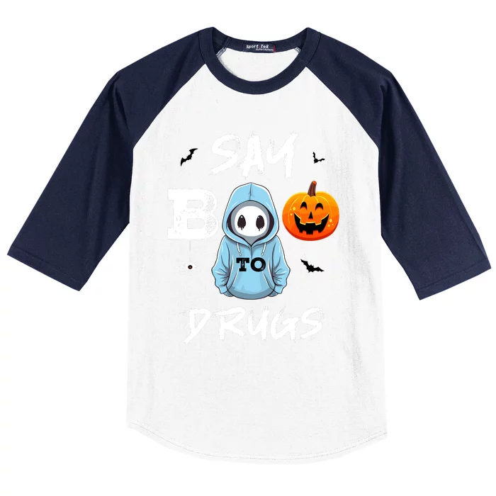 Say Boo To Drugs Funny Halloween Red Ribbon Week Awareness Baseball Sleeve Shirt