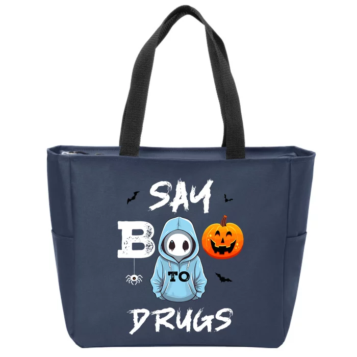 Say Boo To Drugs Funny Halloween Red Ribbon Week Awareness Zip Tote Bag