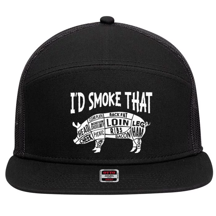 Smoke Bbq T Culinary Student 7 Panel Mesh Trucker Snapback Hat