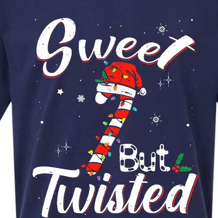 Sweet But Twisted Funny Christmas Candy Cane Xmas Holiday Sueded Cloud Jersey T-Shirt