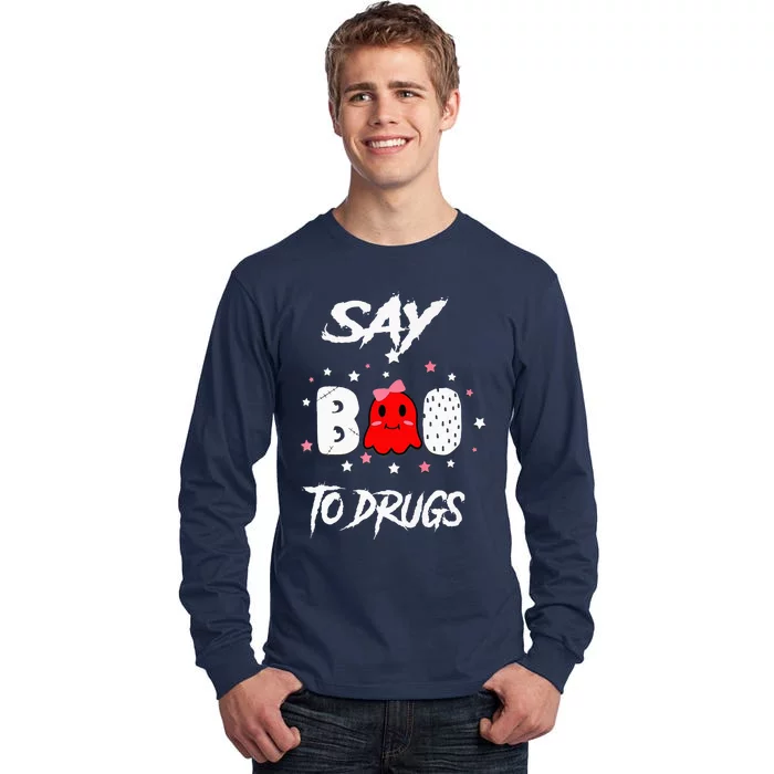 Say Boo To Drugs Halloween Red Ribbon Week Awareness Tall Long Sleeve T-Shirt