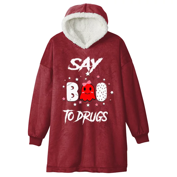 Say Boo To Drugs Halloween Red Ribbon Week Awareness Hooded Wearable Blanket