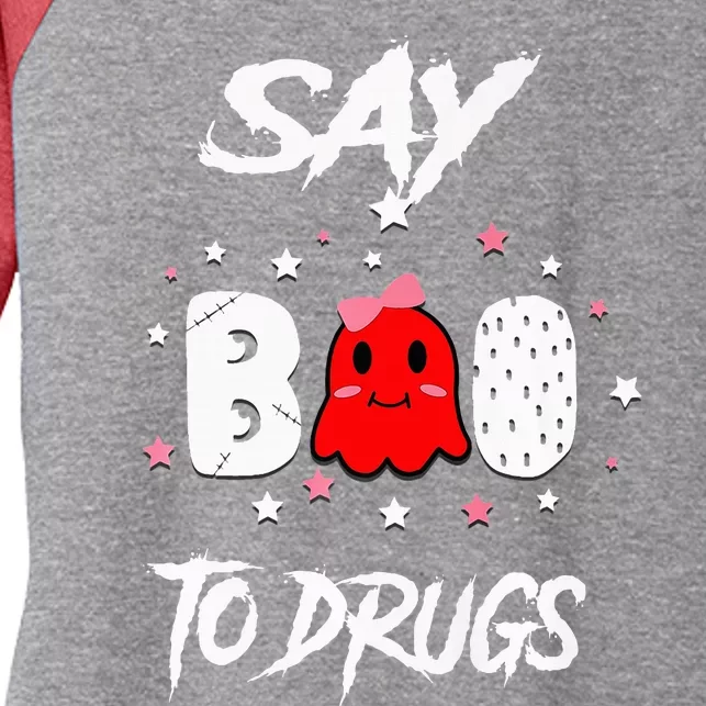 Say Boo To Drugs Halloween Red Ribbon Week Awareness Women's Tri-Blend 3/4-Sleeve Raglan Shirt