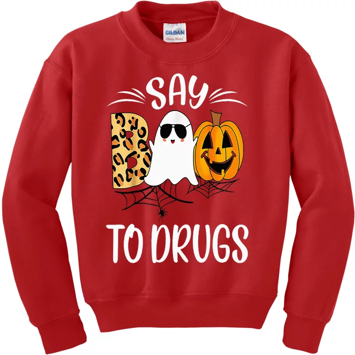 Say Boo To Drugs Funny Halloween Red Ribbon Week Awareness Kids Sweatshirt