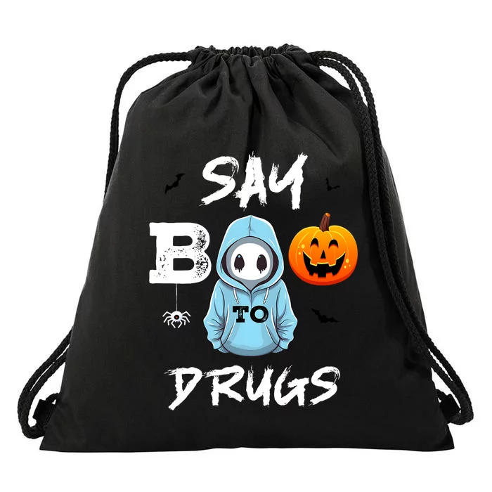 Say Boo To Drugs Funny Halloween Red Ribbon Week Awareness Drawstring Bag