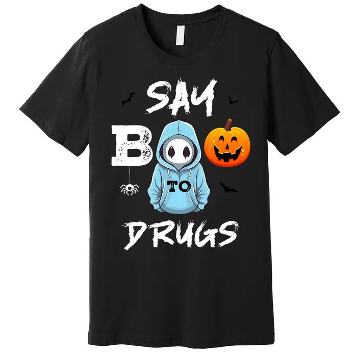 Say Boo To Drugs Funny Halloween Red Ribbon Week Awareness Premium T-Shirt