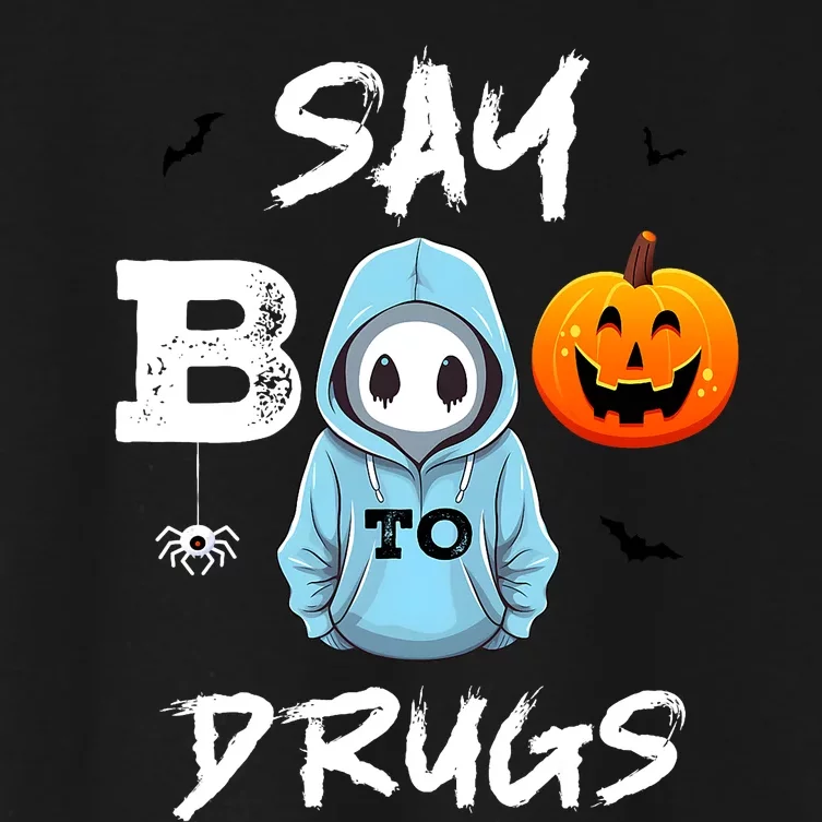 Say Boo To Drugs Funny Halloween Red Ribbon Week Awareness Women's Crop Top Tee