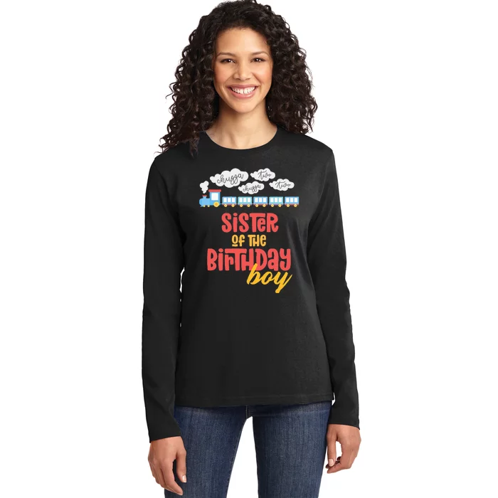 Sister Birthday Train I'm 2 Two Yr Old Chugga Engine Ladies Long Sleeve Shirt